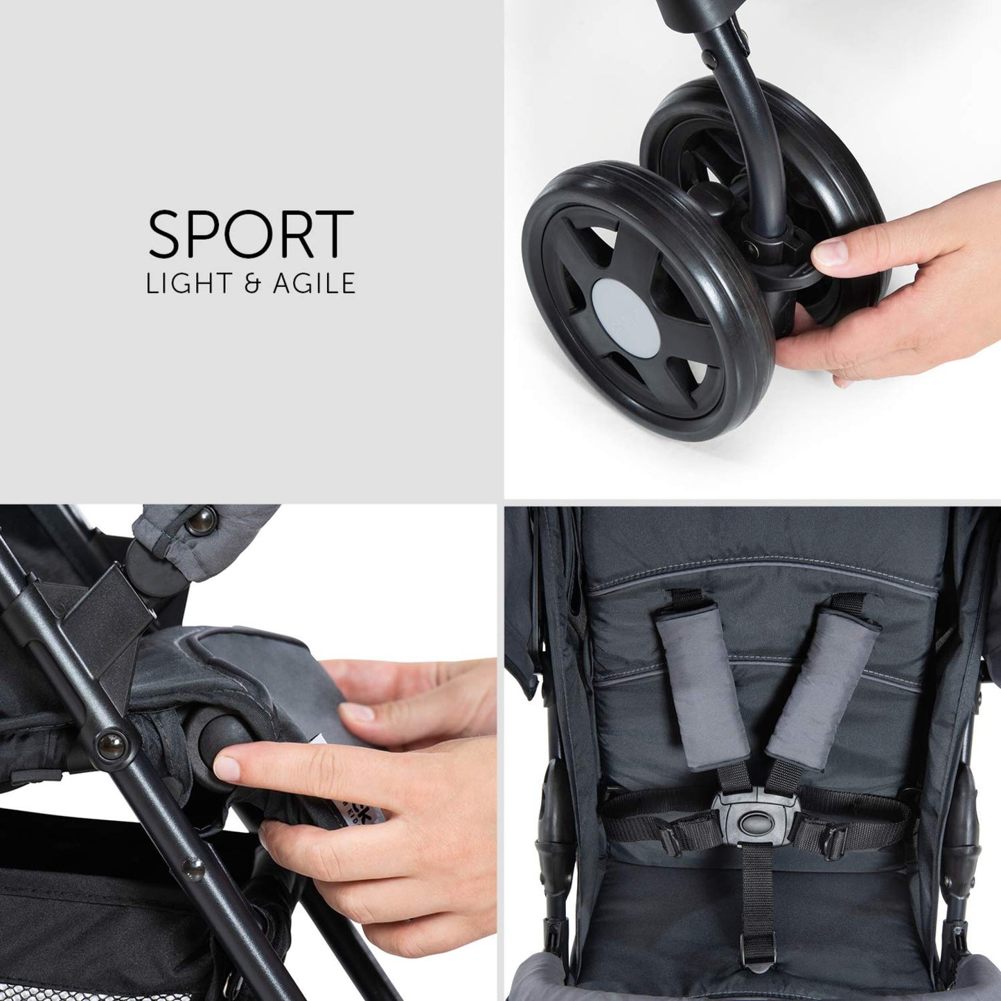 Leichter Sport-Buggy mit Liegefunktion, Faltbar, Charcoal/Stone